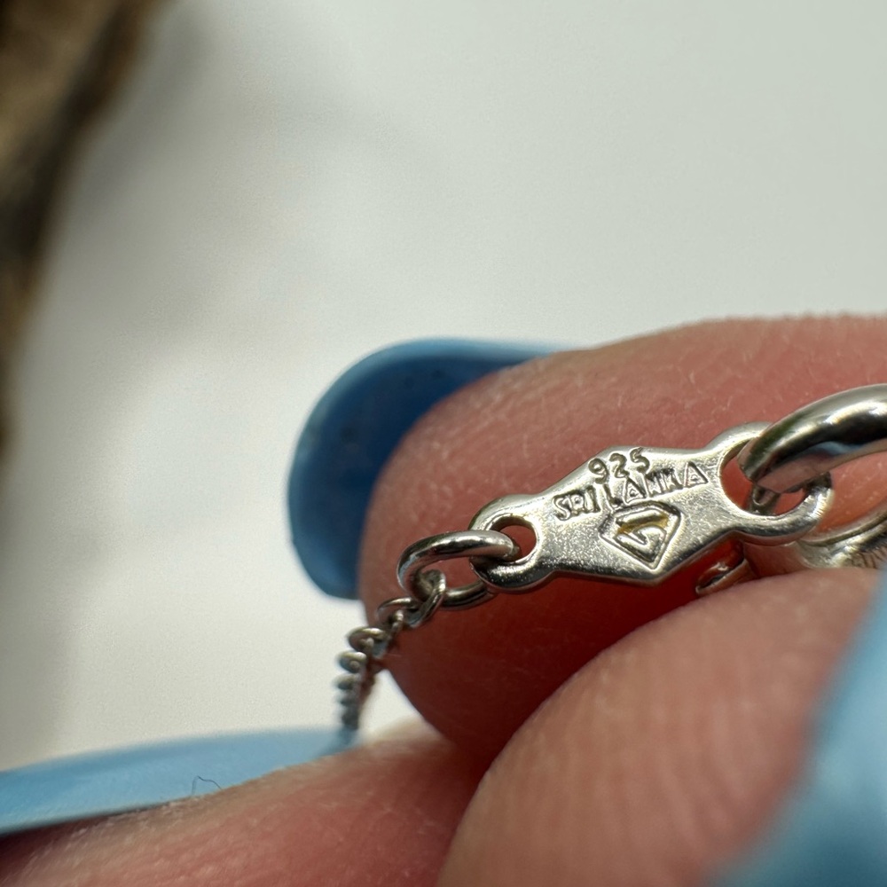 Lucas Lameth vintage stamped sterling and garnet pendant and chain, EUC. - Picture 6 of 7